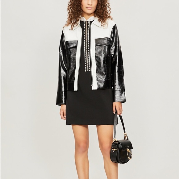 Sandro Noir Contrast Collar Embroidered Bob Dress - Picture 4 of 15